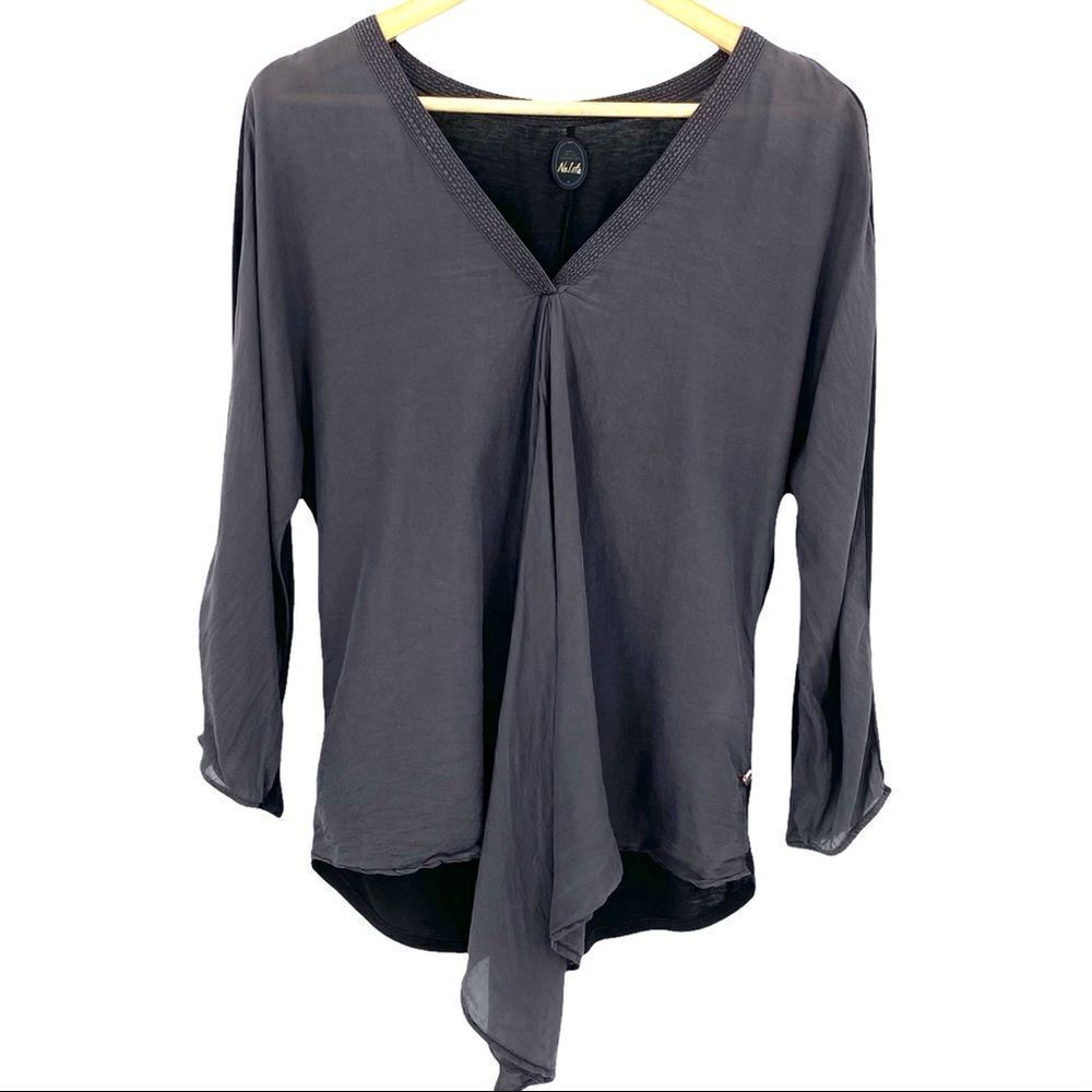 Nolita (north little Italy) silk multimedia handkerchief hem top size 44